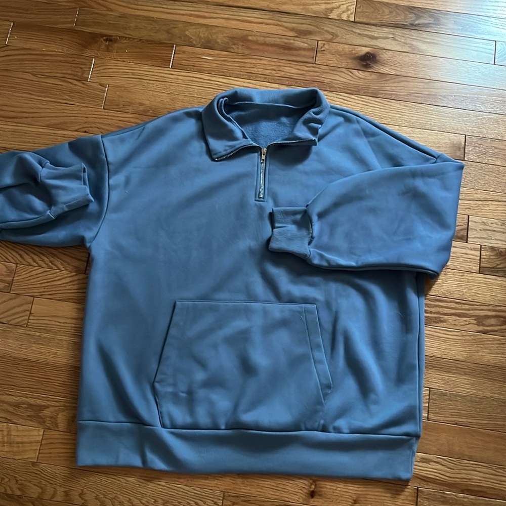 Blue half zip sweatshirt